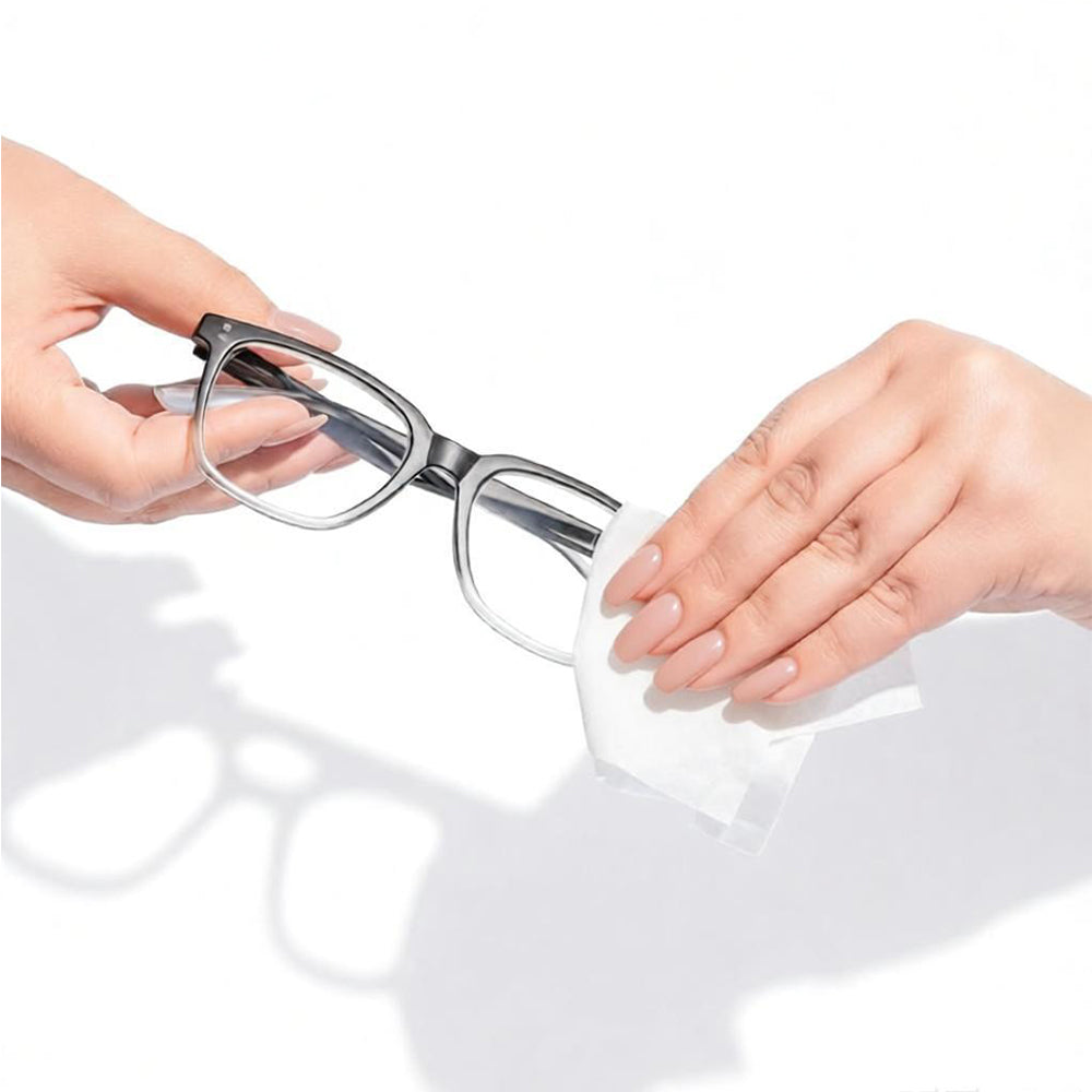 Tiny Tidy Eyeglass Cleaning Kit with Lens Wipes & Brush | 100 Individually Wrapped Pre-Moistened Glasses Cleaner Wipes for Eyeglasses, Sunglasses, Camera Lenses & Screens